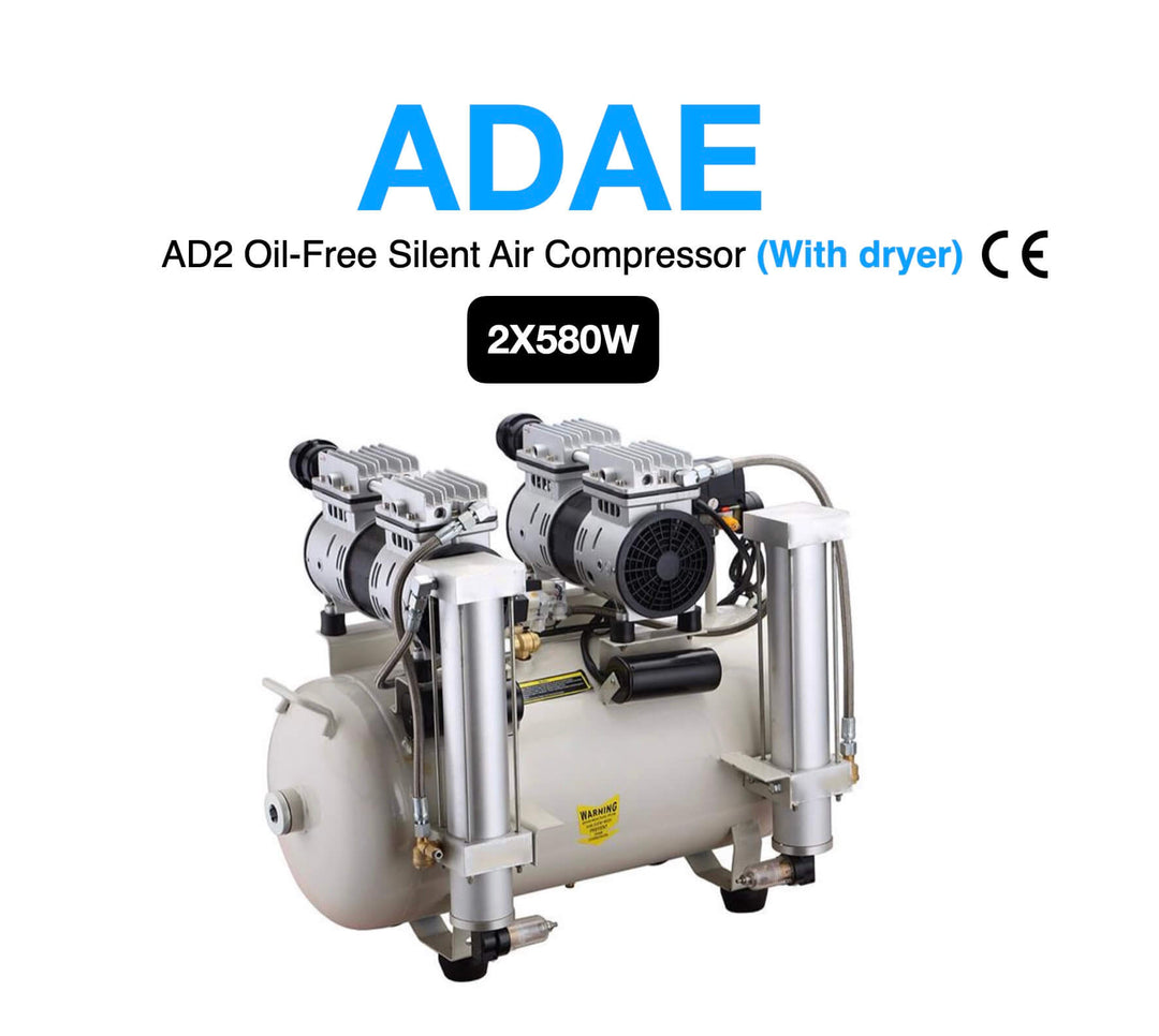 ADAE AD2 Silent Air compressor Oil-Free-2X580W-For three dental chairs (with dryer)