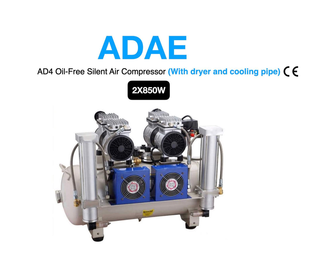 ADAE AD4 Silent Air compressor Oil-Free-2X850W-For four dental chairs (with dryer and cooling pipe)