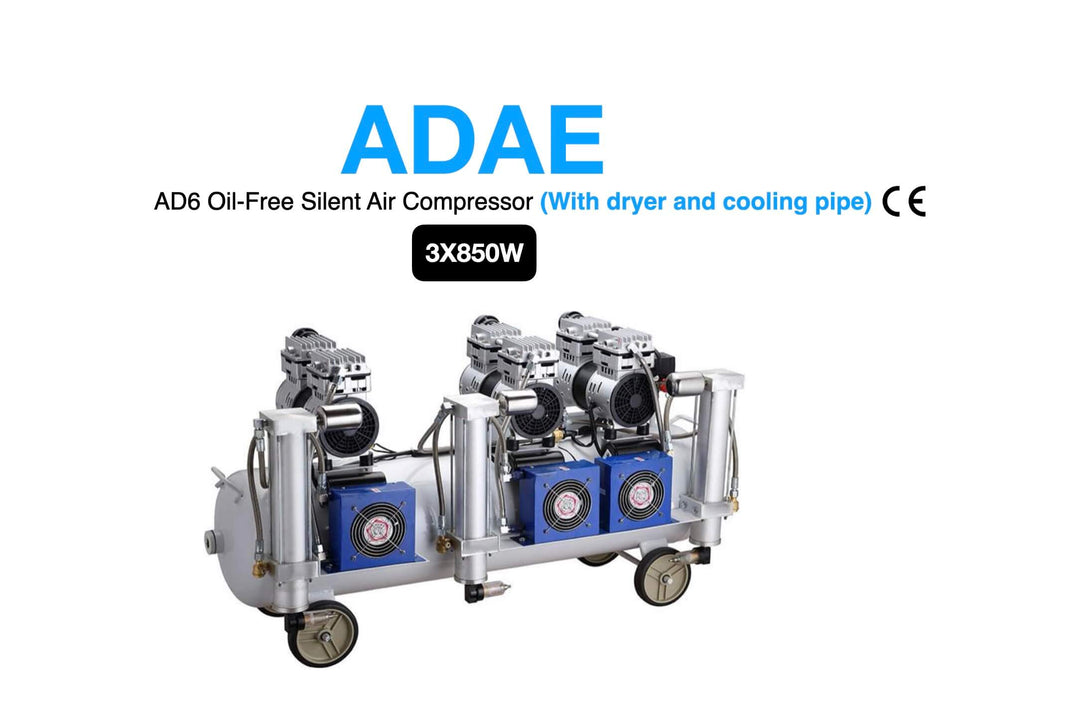 ADAE AD6 Silent Air compressor Oil-Free-3X850W-For six dental chairs (with dryer and cooling pipe)