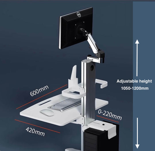ADAE Pro 1 dental trolley for intraoral scanners and desktop computers
