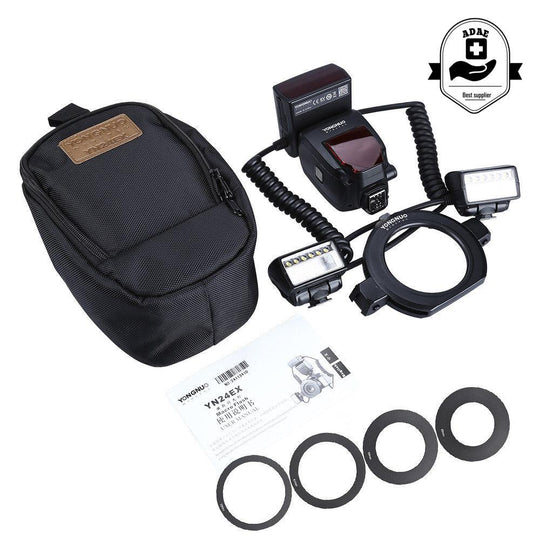 TTL Twin Flash for Canon EOS DSLR Camera+Adapter Rings - ADAE Dental Online Store