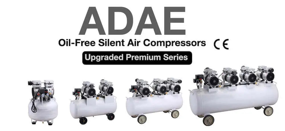 Dental air compressors at ADAE Dental Store for dental clinics, delivering clean, quiet, and reliable compressed air for dental equipment.