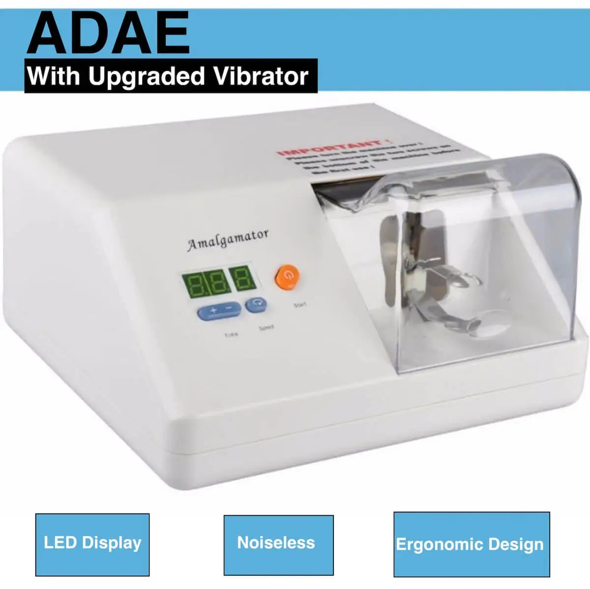 Dental amalgamator machines at ADAE Dental Store for dental clinics and laboratories, designed for efficient and consistent mixing of amalgam capsules.