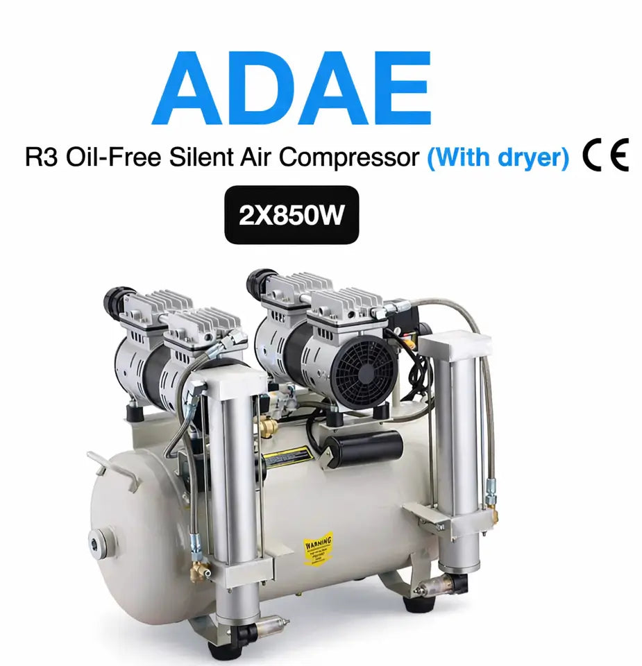 ADAE R3 Silent Air compressor Oil-Free-2X850W-For four dental chairs (with dryer)