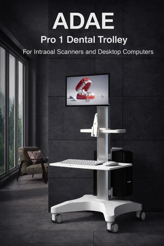 ADAE Pro 1 dental trolley for intraoral scanners and desktop computers