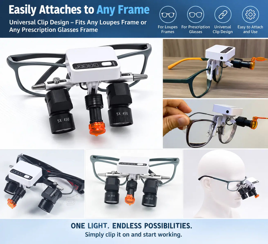 ADAE Pro 2 wireless universal LED headlight for loupes (Magnetic Battery Attachment)