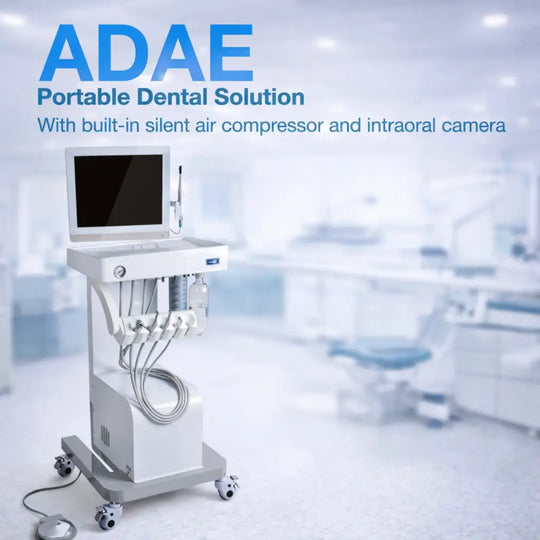 ADAE portable dental solution with built-in silent air compressor and intraoral camera