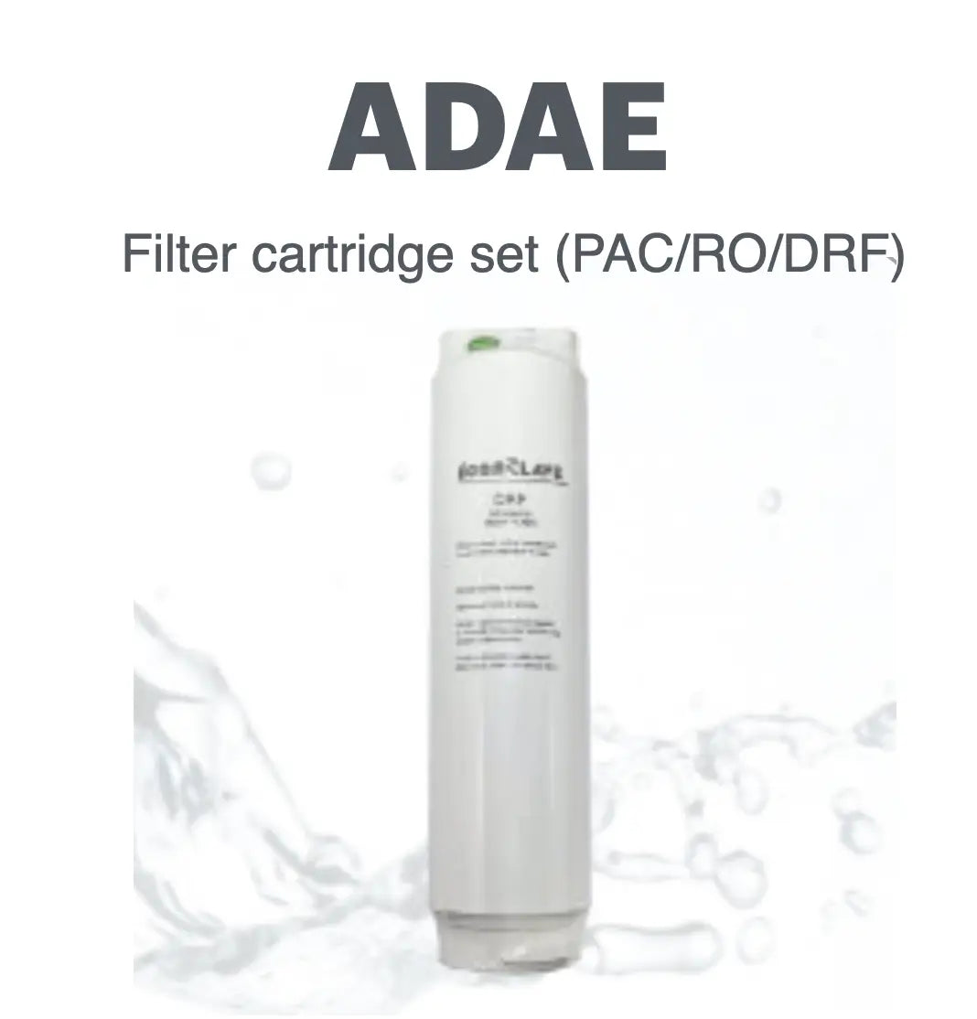 Filter cartridge set (PAC/RO/DRF) for ADAE osmosis water treatment system unit