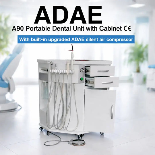 ADAE A90 portable dental unit with cabinet and built-in silent air compressor
